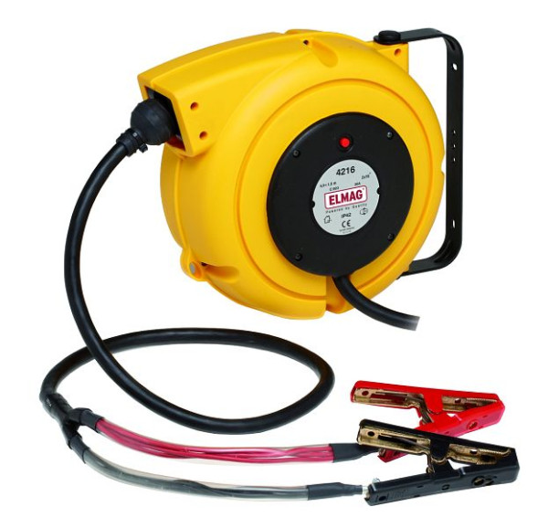 ELMAG Enrouleur de câble automatique pour chargement de batterie ZECA, 4216, 4, 5+1,5 mètres, 2x9mm², IP42, 44270