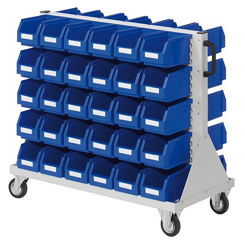 Chariot Bedrunka+Hirth taille 2, 60 boîtes de rangement, dimensions en mm (LxPxH) : 1000 x 500 x 890, 04.03.0913