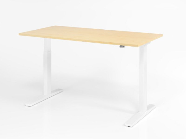 Bureau Hammerbacher XMKA16, 160 x 80 cm, plateau : érable, épaisseur 25 mm, chant épais en ABS, forme rectangulaire, blanc, VXMKA16/3/W