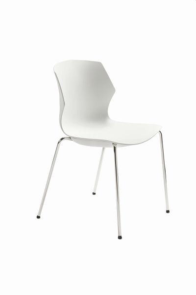 Mayer Sitzmöbel myPRIMO chaise empilable, coque d'assise en plastique blanc, structure chromée, 2510_01_02
