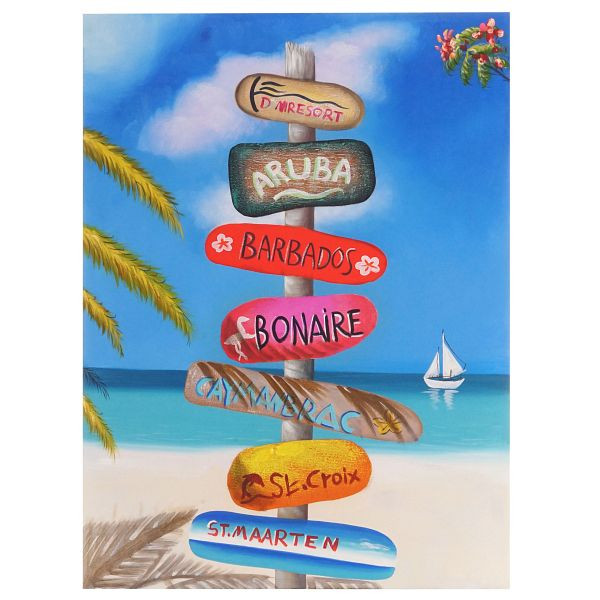 Panneau de signalisation de peinture à l'huile Mendler, peinture murale 100% peinte à la main XL, 100x75cm, 44730