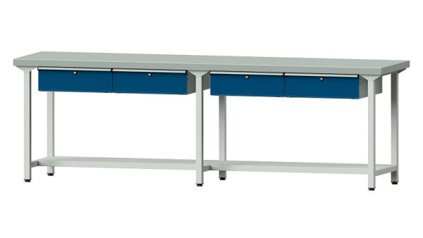Bancs de travail ANKE table de travail, modèle 95, 2800 x 700 x 900 mm, RAL 7035/5010, ZBP 50 mm, 400.447