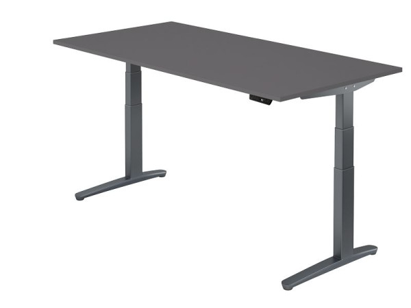 Hammerbacher bureau assis-debout électrique 200x100cm graphite/G, forme rectangulaire, VXBHM2E/G/GG