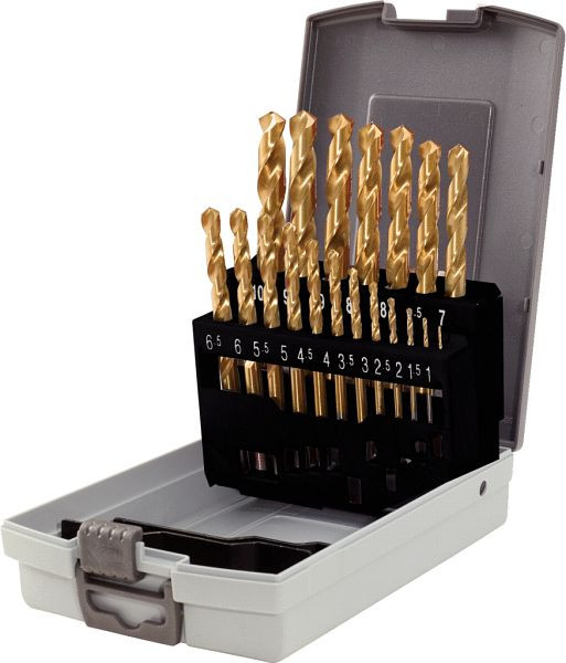 KS Tools Jeu de forets hélicoïdaux HSS TiN, cassette en plastique 19 pièces 1-10 mm, 330.4620