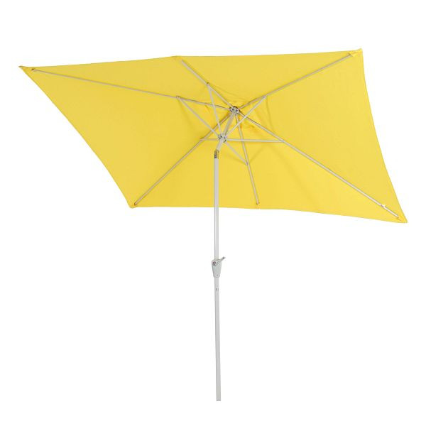 Parasol Mendler N23, parasol de jardin, 2x3m rectangulaire, inclinable, polyester/aluminium 4,5kg, jaune, 76719