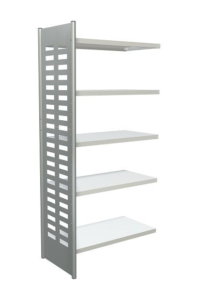 Étagère design Kerkmann M2, L 1000 x P 500 x H 2200 mm, aluminium argent/gris clair, 51583111