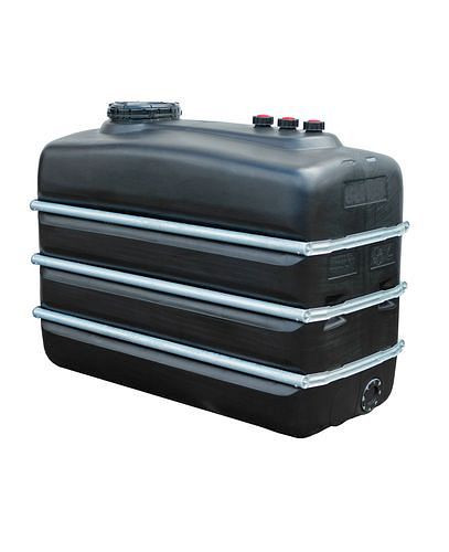 Réservoir chimique DENIOS en polyéthylène (PE), volume de 3000 litres, noir, 269-683