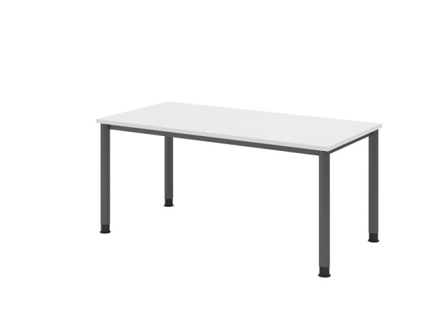 Bureau Hammerbacher HS16, 160 x 80 cm, plateau : blanc, épaisseur 25 mm, structure à 4 pieds en graphite, hauteur de travail 68,5-81 cm, VHS16/W/G