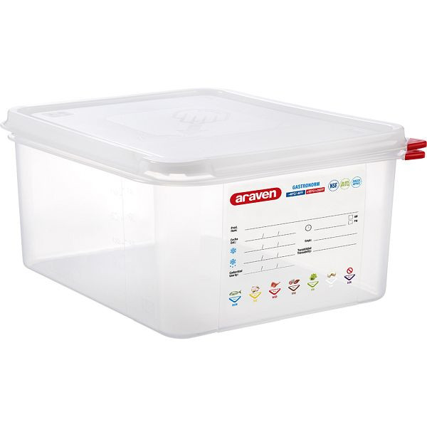 Araven Bac Gastronorm avec couvercle, polypropylène, GN 1/2 (150 mm), GN1612150