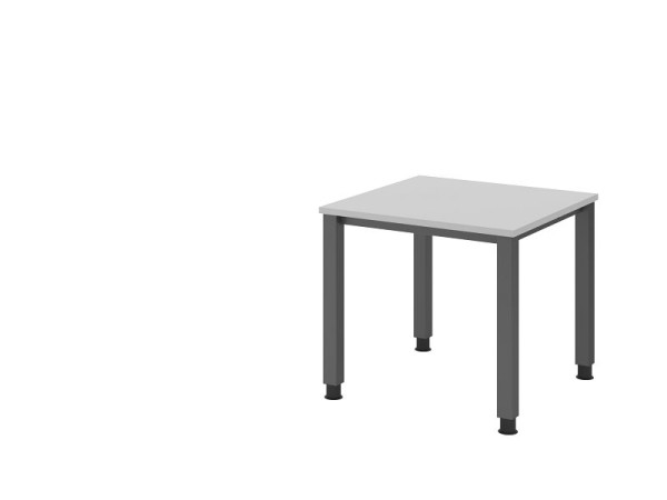 Bureau Hammerbacher QS08, 80 x 80 cm, plateau : gris, épaisseur 25 mm, structure à 4 pieds en graphite (similaire à RAL 7012), hauteur de travail 68-83,5 cm, VQS08/5/G