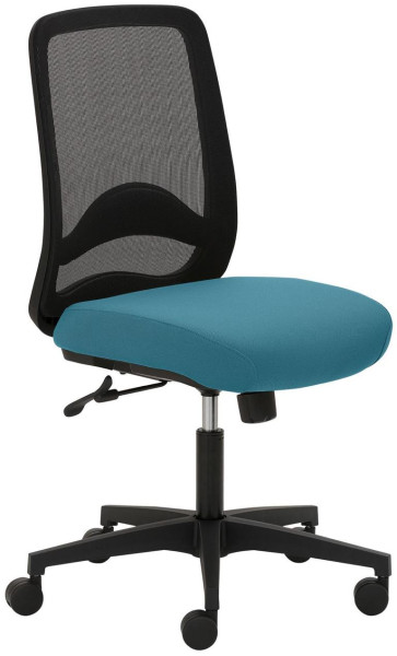 Mayer Sitzmöbel chaise pivotante, dossier bas en résille noir, assise très rembourrée, turquoise, 2218_30616
