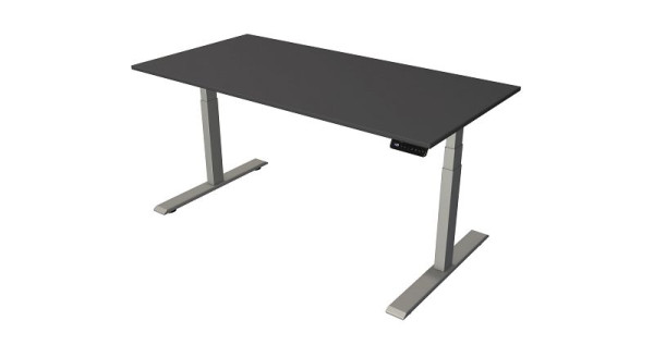 Kerkmann table debout/assise L 1600 x P 800 mm, argent, réglable en hauteur électriquement de 630 à 1270 mm, anthracite/argent, 10276513