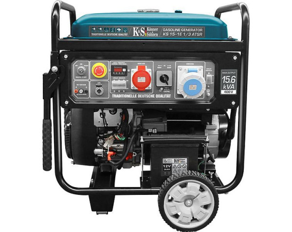Générateur essence à démarrage électrique Könner & Söhnen 15,6 kVA, 1x32A(400V)/1x63A(230V), 12V, connexion ATS, régulateur de tension, affichage, KS 15-1E 1/3 ATSR