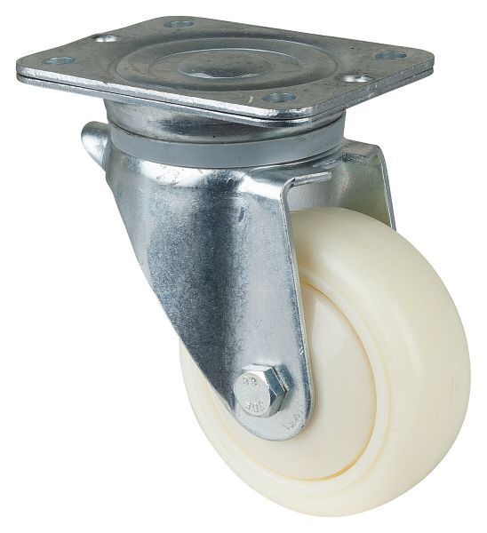 Roues BS Roulette robuste, largeur de roue 50 mm, roue Ø 125 mm, capacité de charge 450 kg, bande de roulement/corps de roue en plastique couronné, roulement à billes, N100.B15.128