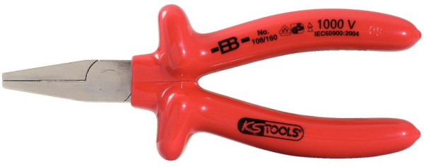 KS Tools Pince à becs plats 1000 V, mors courts, 160 mm, 117.1298