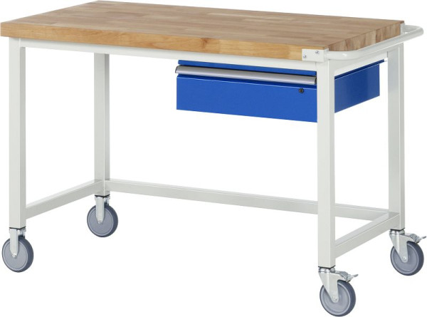 Etabli mobile RAU 8000 - modèle 8001, L1250 x P700 x H880-1080 mm, base système L1245 x P650 mm, 1 tiroir de base, 05-8001A1-127B4H.11