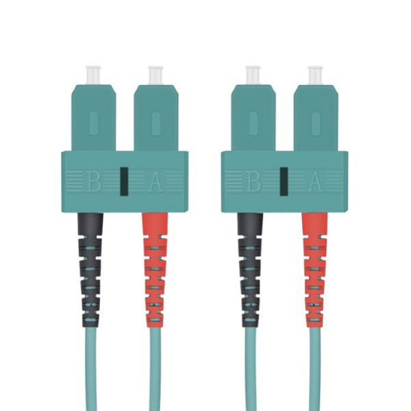 Câble patch fibre optique Helos SC/SC Duplex50/125µm OM3 aqua 5.0m, 115790