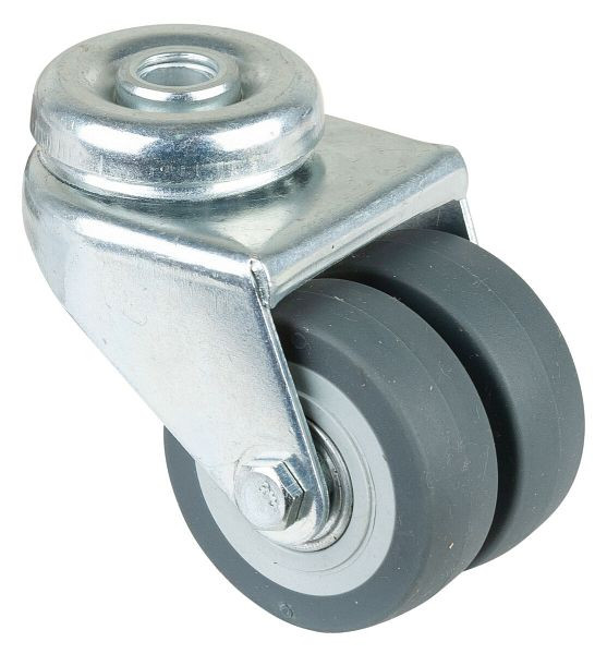 Appareil à rouleaux BS double rouleau, largeur de roue 2x18 mm, roue Ø 50 mm, capacité de charge 60 kg, bande de roulement en caoutchouc gris, roulement à billes, lot de 4, B101.A85.050