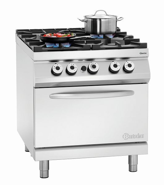 Cuisinière à gaz Bartscher 900, B800, 4 flammes, four à gaz 2/1GN, 2952171