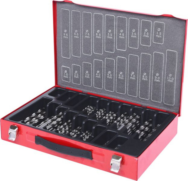 KS Tools Jeu de forets hélicoïdaux HSS-G, 170 pièces, 1-10 mm, 330.2640