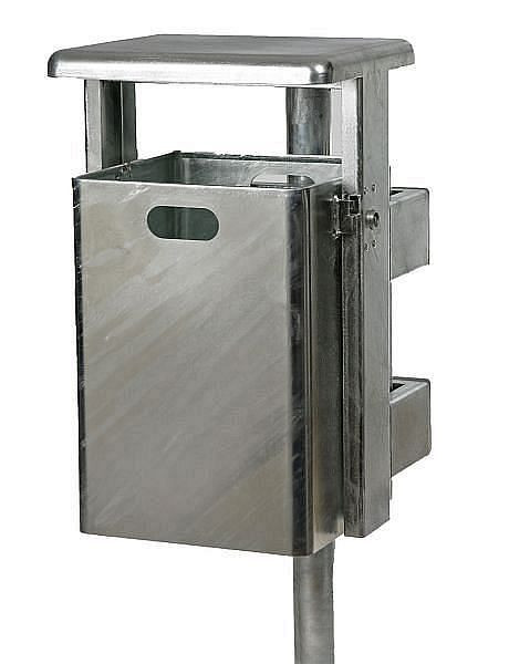 Poubelle rectangulaire Renner d'environ 40 L, adaptée au montage mural et sur poteau, galvanisée à chaud, 7083-50FV