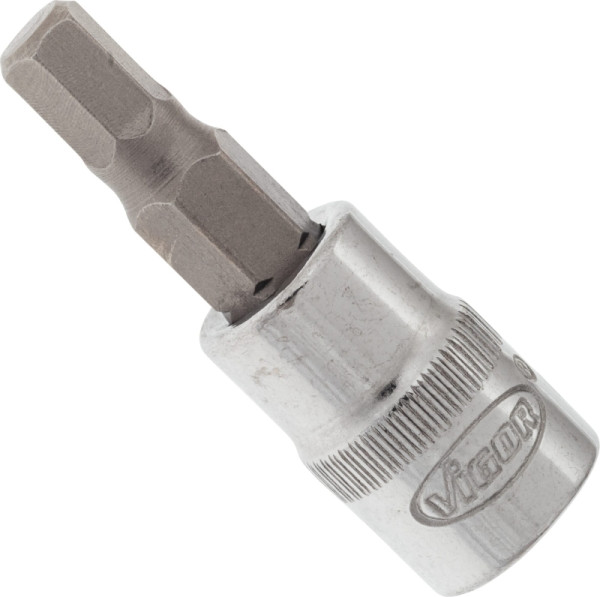 Embout de tournevis VIGOR, carré creux 6,3 mm (1/4 pouce), profil à six pans intérieurs, 5 mm, V2432N