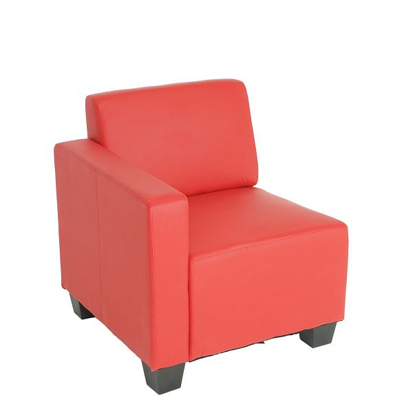 Mendler Modular partie latérale gauche, fauteuil avec accoudoirs Lyon, simili cuir, rouge, 21698