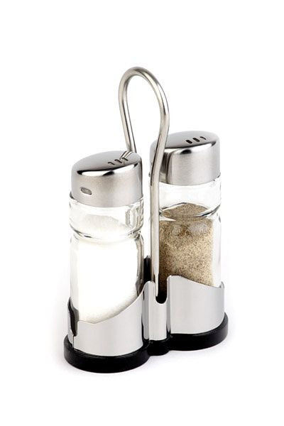 Salière et poivrière APS, 8 x 8 cm, hauteur : 13 cm, verre, inox, ABS, 40455
