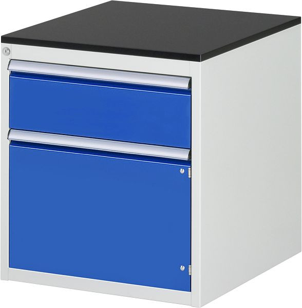 Armoire à tiroirs RAU série 7000, L580xP650xH640mm, tiroir : 1xH180mm, porte battante H360mm, plan de travail recouvert de résine mélamine, 03-L3.4AR-M.11