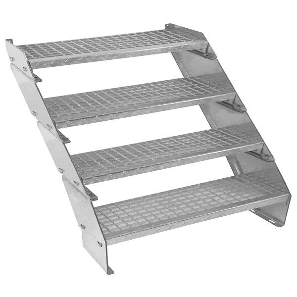 Monster Escalier en acier galvanisé avec grille réglable en hauteur en quatre parties, 90 cm de large, 212750