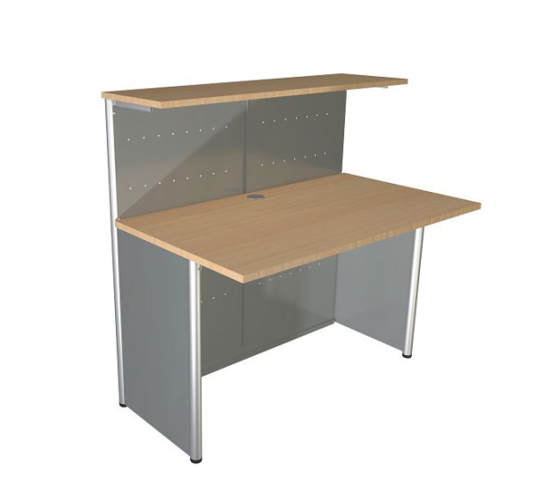 Kerkmann comptoir compact Genoa comptoir de base droit, L 1160 x P 700 x H 1150 mm, aluminium argent/hêtre, 22399514