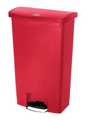 Collecteur de matières recyclables DENIOS en polyéthylène (PE), pédale sur le côté large, 68 litres, rouge, 242-407
