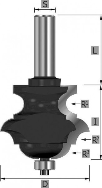 Fraise multiforme Edessö HW avec roulement à billes, A: 49,7, R1: 6, B: 44, C: 12, 117249712