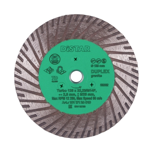 Disque à tronçonner diamanté Distar Turbo 125 M14F Duplex, 10117126010