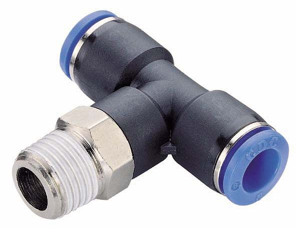 temporisateur B-TEdk-4-1/8-KU, raccord à visser en T conique, avec filetage revêtu PTFE, Ø tuyau : 4 mm, filetage : 1/8", UE : 10 pièces, 03180070
