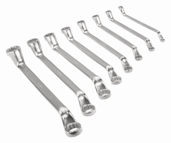 Jeu de clés polygonales doubles Bahco, coudées profondes, 12 pans, métrique, 8 pièces, boîte, 2M/S8