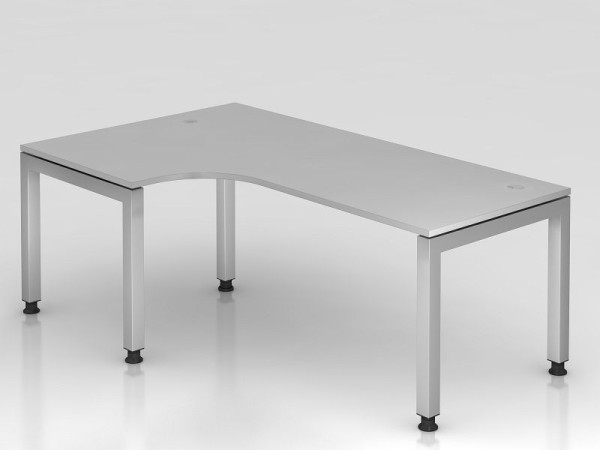 Hammerbacher table d'angle pied en U carré 200x120cm 90° gris, forme d'angle 90°, plateau flottant, VJS82/5/S