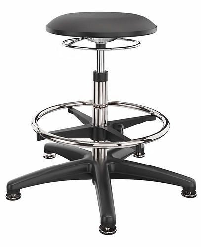 Tabouret de travail Dauphin simili cuir, patins, repose-pieds, 266955