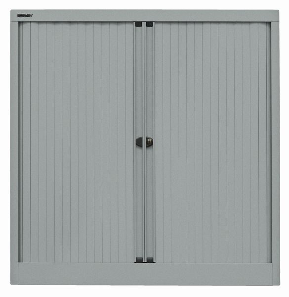 Armoire à volet roulant Bisley EuroTambour, 2 étagères, 2,5 OH, volet roulant argent, corps argent, ET410102SSL355