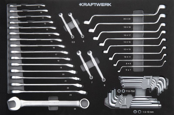 Anneau Kraftwerk BASIC LINE EVA, insert pour clé à fourche et à double anneau, 60x40 cm, 46 pièces, 105.102.012