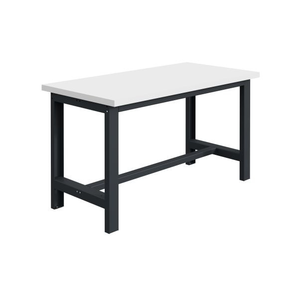 Etabli pour charges lourdes SOFAME SI L 1200 x P 750 x H 840 mm, plan de travail RESITOP stratifié 40 mm, gris anthracite RAL 7016, W010010159GA