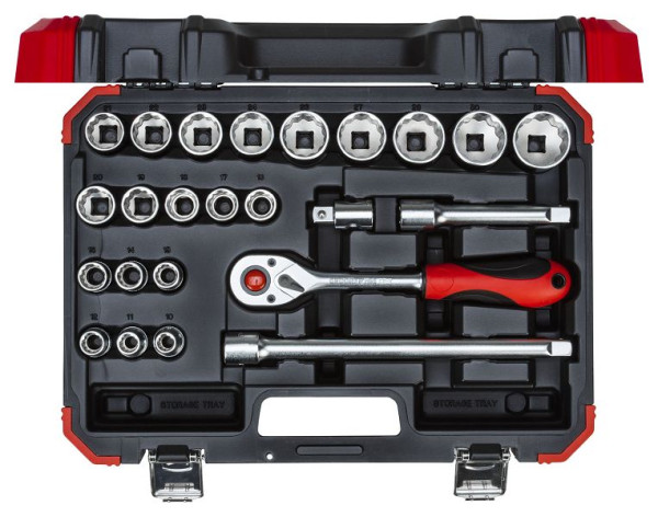 Jeu de clés à douilles rouges GEDORE 1/2 SW10-32mm 24 pièces, 3300056