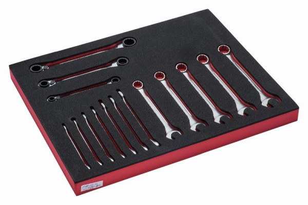 Embout Bahco 2/3, combinaison clé mixte à fourche + quadruple cliquet, 13 pièces, FF1F3011