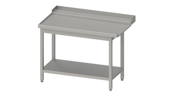Table d'évacuation Stalgast "Pro", guide panier avec pente, base 1600x750x880mm, montage côté gauche, avec dosseret, soudé, VAL16711LA