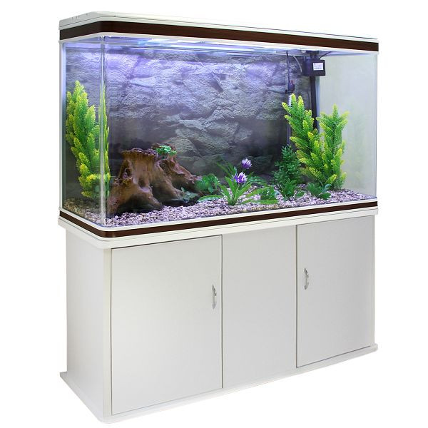 Ensemble complet d'aquarium KuKoo 300 L avec meuble bas blanc, 25174