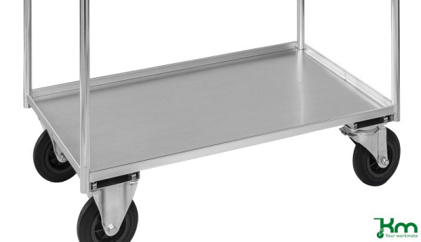 Chariot rayonnage Kongamek avec 3 étagères, entièrement soudé, 1080 x 450 x 1000 mm, galvanisé, 2 roulettes fixes 2 roulettes pivotantes avec freins, KM4134-EB