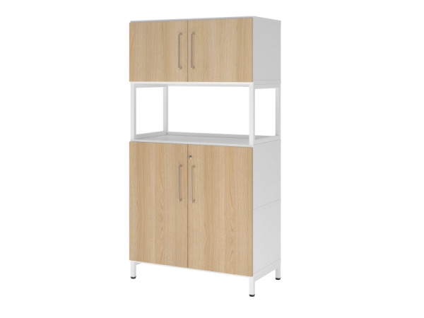Armoire combinée Hammerbacher, 4OH, base, blanc/chêne, VFW48K5RU/W/E/BS