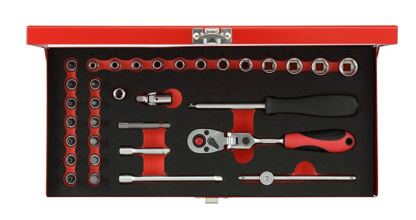 Jeu de clés à douilles rouges GEDORE 1/4 SW4-13mm 33 pièces, 3300004