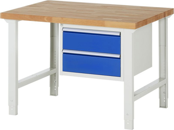 Etabli RAU série 7000 - modèle 7125, L1250 x P900 x H790-1140 mm, base système L1250 x P850 x H750-1100 mm, 03-7125A1-129B4H.11