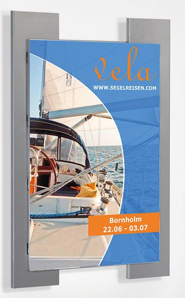 Kerkmann porte-affiche Look DIN A2, L 532 x P 20 x H 700 mm, aluminium argent/transparent, 43652814